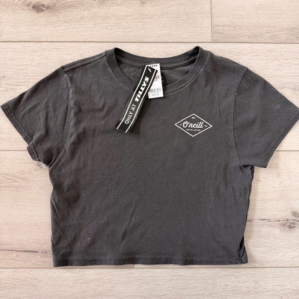 O'Neill Charcoal Gray Logo Crop Top